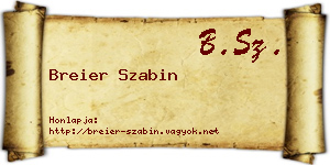 Breier Szabin névjegykártya